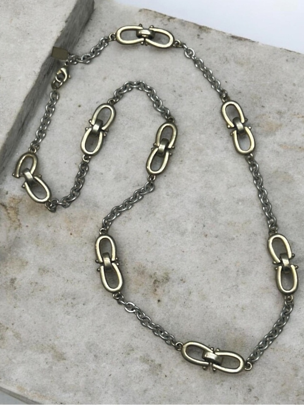 Vintage Anne Klein Two Tone Station Link Necklace
